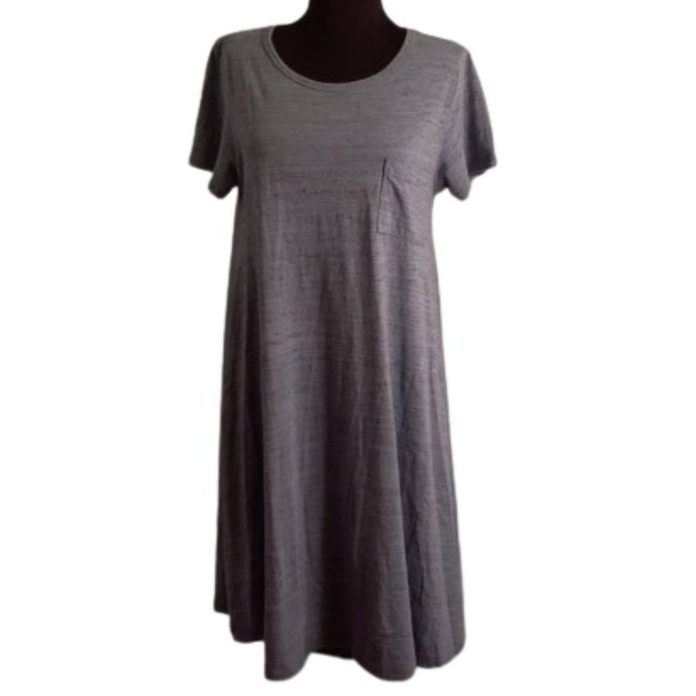 LuLaRoe S Heathered Blue Black Carly Dress Hi-Low Pocket